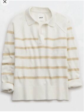 NWT** Aerie Striped Collared Polo Sweater